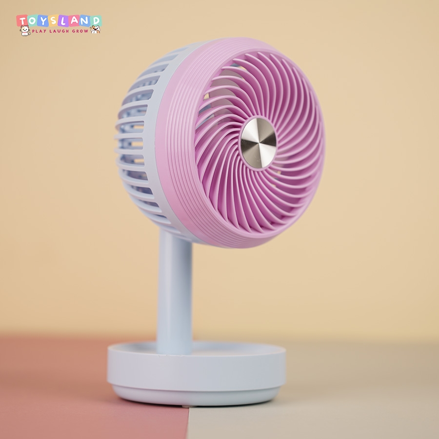 677-40C  HỘP QUẠT PIN + SẠC USB ĐỦ MẪU - XANH HỒNG