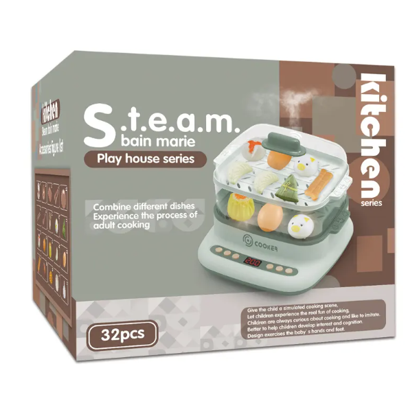 HJ183 HỘP BẾP NỒI HẤP BÁNH DIMSUM PIN KHÓI 32 MIẾNG Steam bain marie - HỒNG