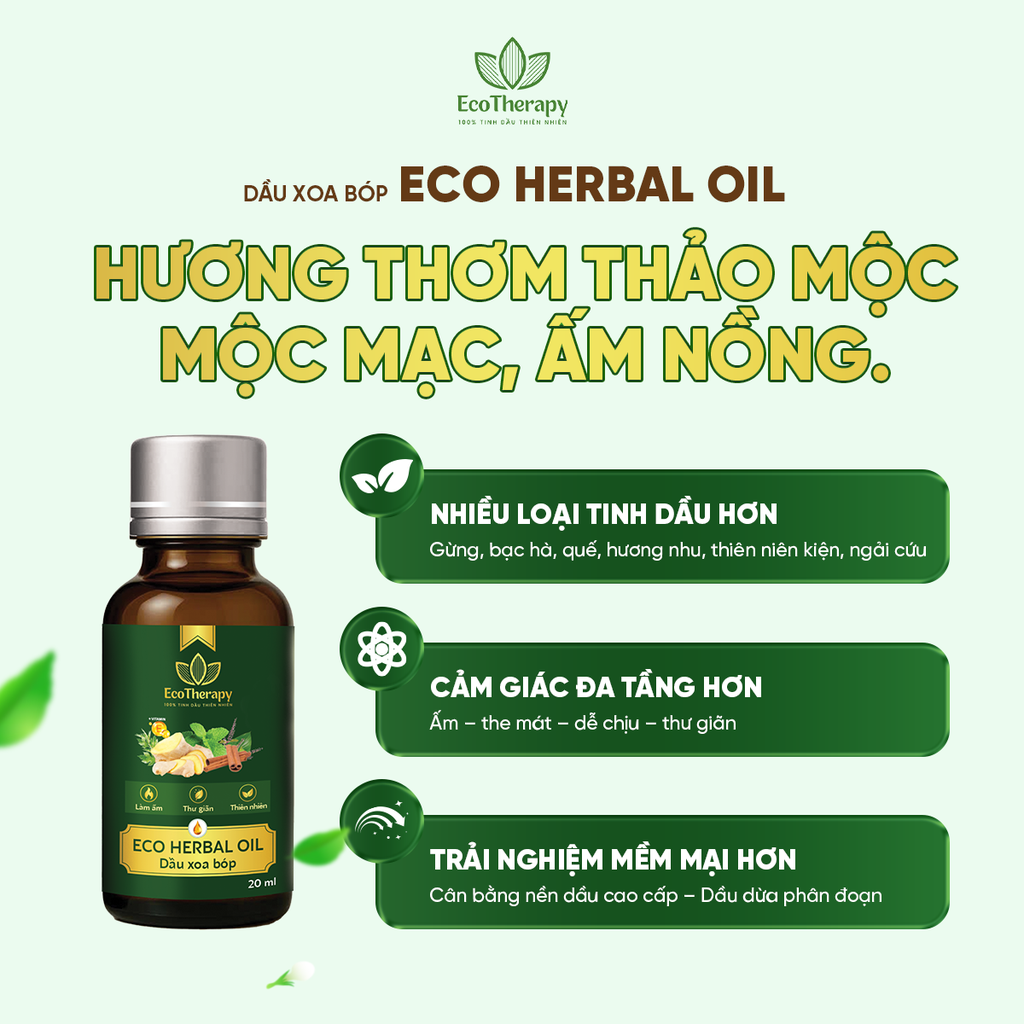 Eco Herbal Oil 20ml - Dầu Massage Thảo Dược Dapharco