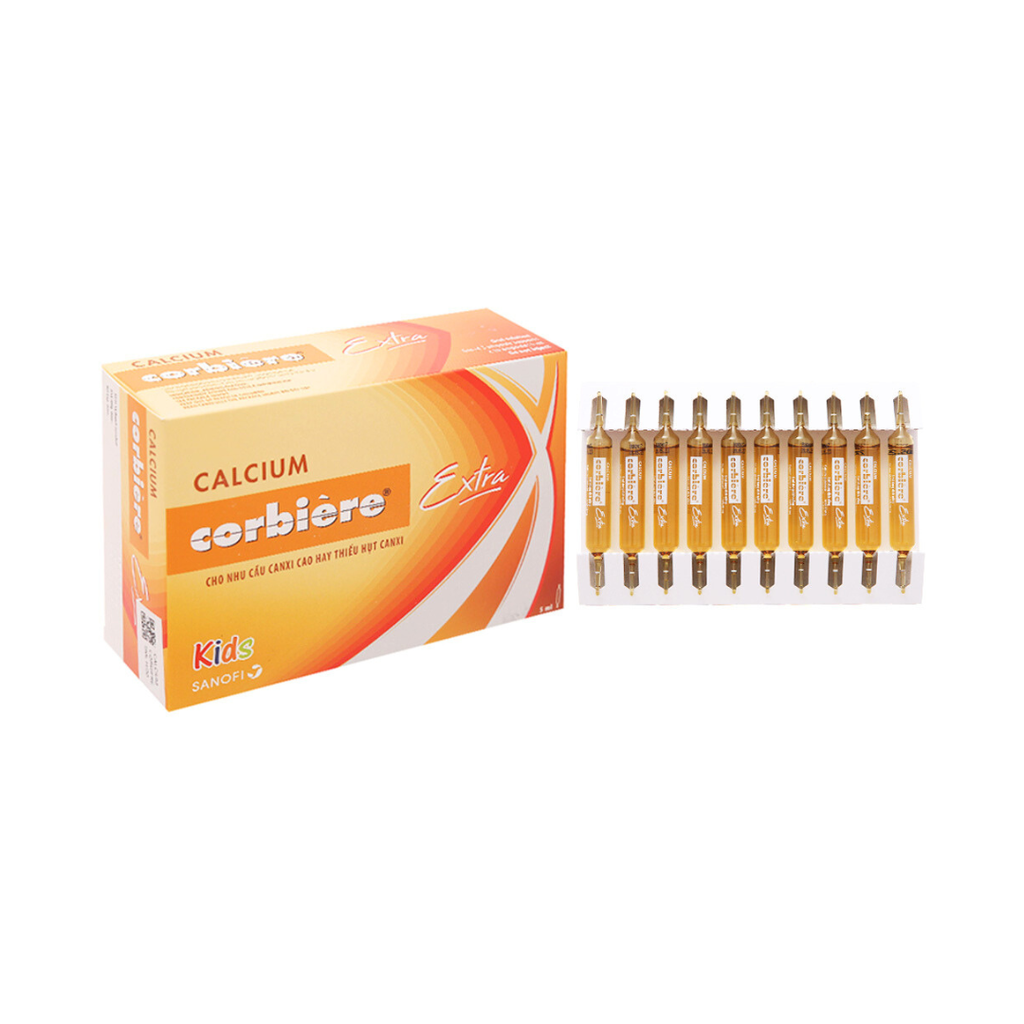 Dung dịch uống Calcium Corbiere KIDS EXTRA 5ML [ 3vỉ gài x10 ống 5ml ] Bổ sung canxi cho trẻ em và người lớn thiếu hụt canxi