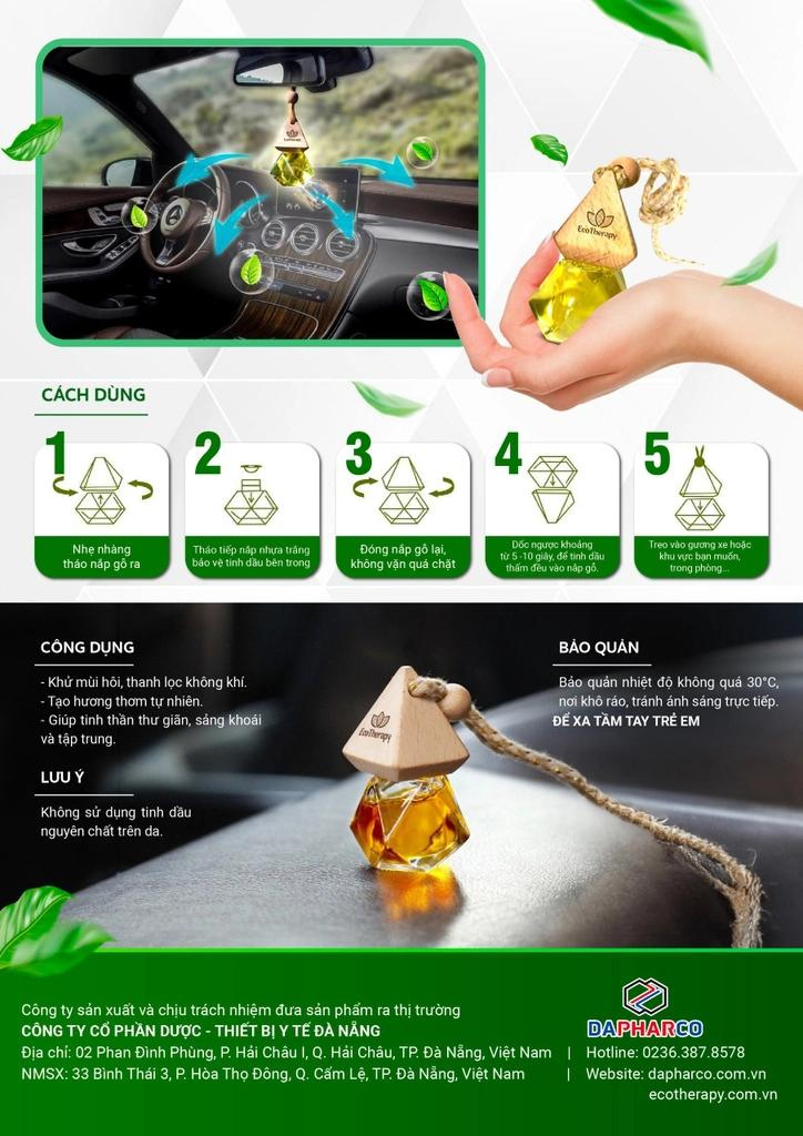 Tinh dầu treo Cao cấp EcoTherapy thảo mộc thiên nhiên [Lọ 8ml] - khử mùi, kháng khuẩn, chống say xe