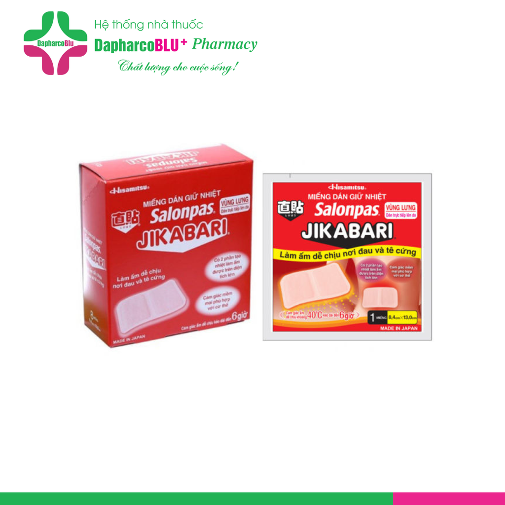 Salonpas JIKABARI Miếng dán giữ nhiệt làm ấm dễ chịu nơi đau và tê cứng [Hộp 8 miếng]