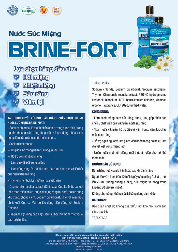 Nước súc miệng BRINE FORT làm sạch khoang miệng