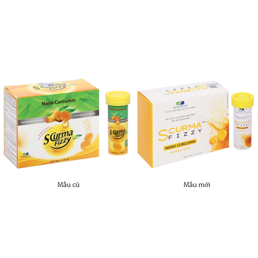Viên Sủi SCURMA FIZZY Nano Curcumin [Hộp 2 tube x 10 viên sủi] Hỗ trợ điều trị viêm loét dạ dày tá tràng, bệnh đường tiêu hóa