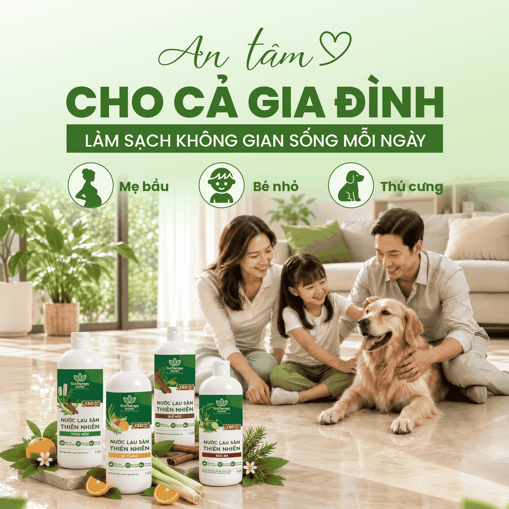 Nước Lau Sàn Thiên Nhiên Thảo Mộc EcoTherapy 1L – Tinh Dầu Tràm, Sả, Hương Thảo, Quế – Làm Sạch Khử Mùi Dapharco