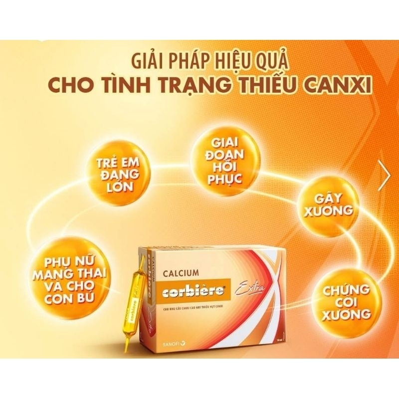 Dung dịch uống CALCIUM CORBIERE  EXTRAL 10ML [ 3 vỉ gài x 10 ống 10ml ] bổ sung canxi cho người có nhu cầu hay thiếu hụt canxi