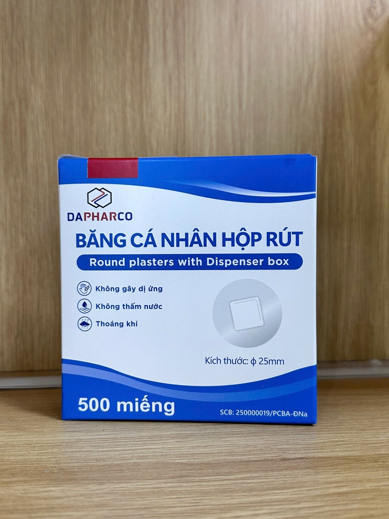 Hộp Rút Băng Cá Nhân 500 Miếng/Hộp - Băng Keo Cá Nhân Y Tế ϕ 25mm