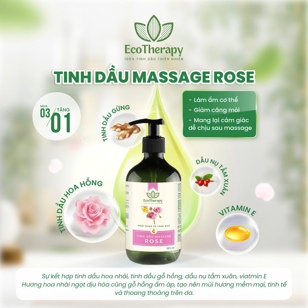 Tinh Dầu Massage EcoTherapy Jasmine Tinh Dầu Hoa Nhài - Dưỡng Ẩm, Thư Giãn, Dầu Nền Cho Spa Dapharco