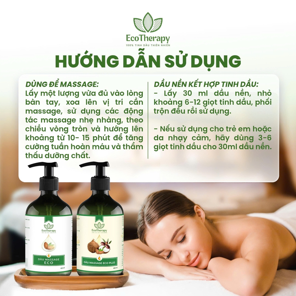 Dầu massage Eco 480ml, Can 5 Lít - Massage Body Dưỡng Ẩm, Thư Giãn, Dầu Nền Pha Tinh Dầu Không Nhờn Rít Dapharco