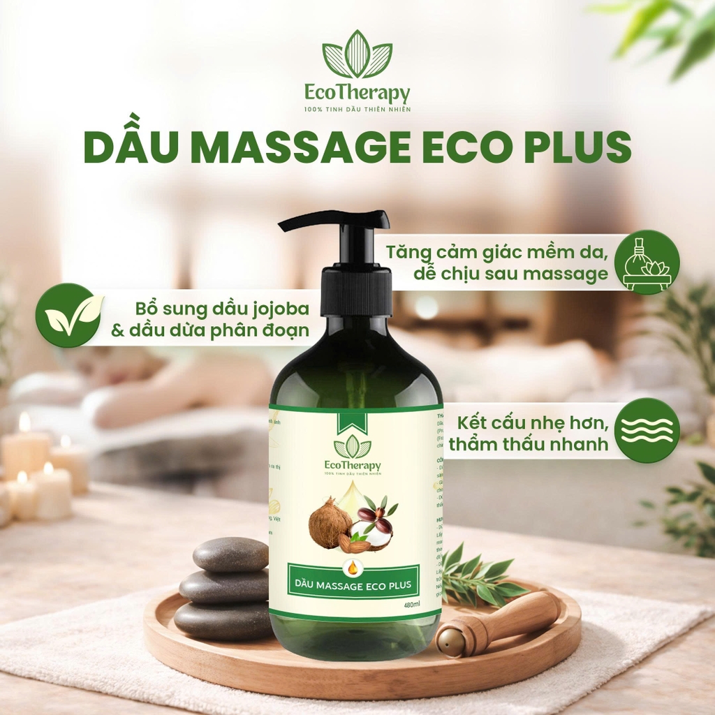Dầu Massage Eco - Eco Plus 480ml, Can 5 Lít – Dưỡng Ẩm, Thư Giãn, Dầu Nền Pha Tinh Dầu Cho Spa Dapharco