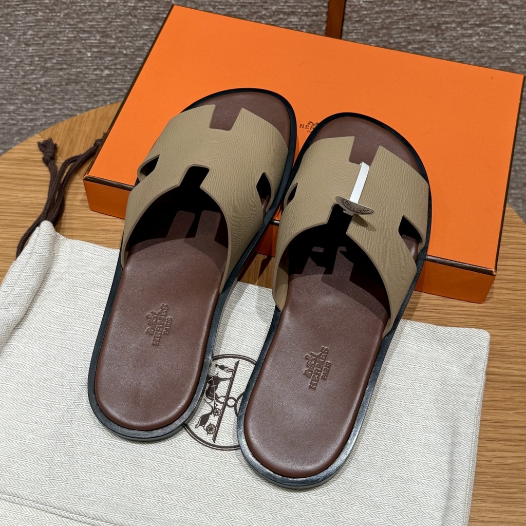 JD-620 182 Men's Slippers in S2 Trench Epsom Calfskin with Dermal Outsole