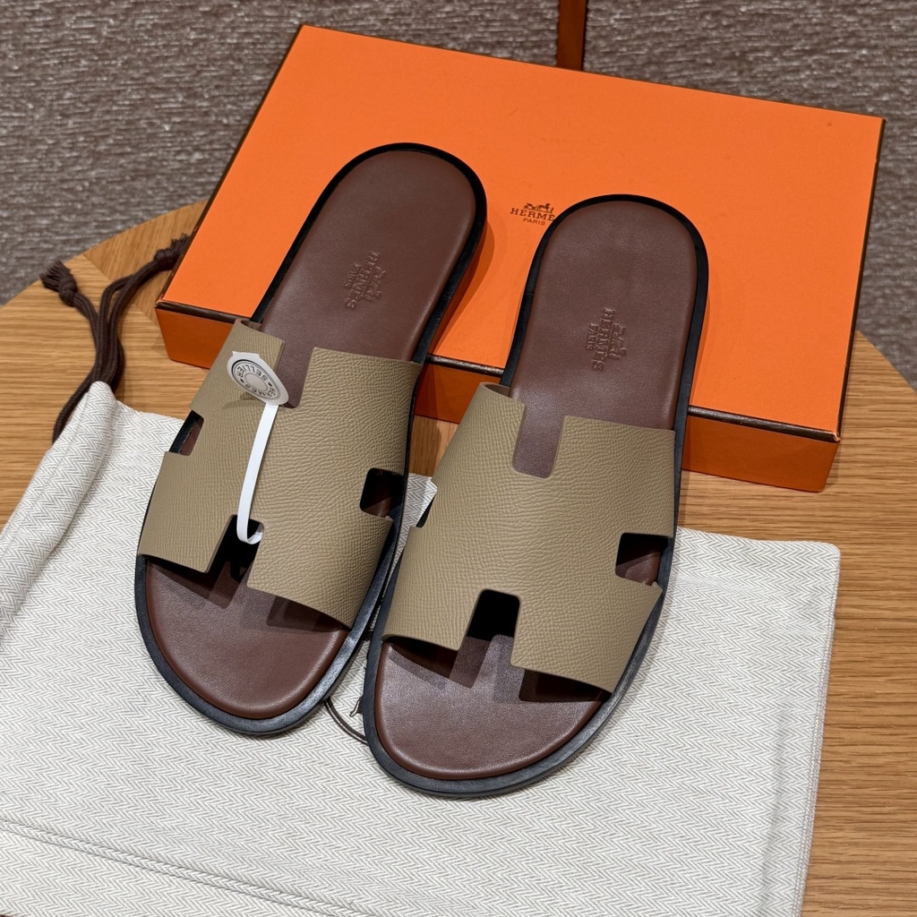 JD-620 182 Men's Slippers in S2 Trench Epsom Calfskin with Dermal Outsole