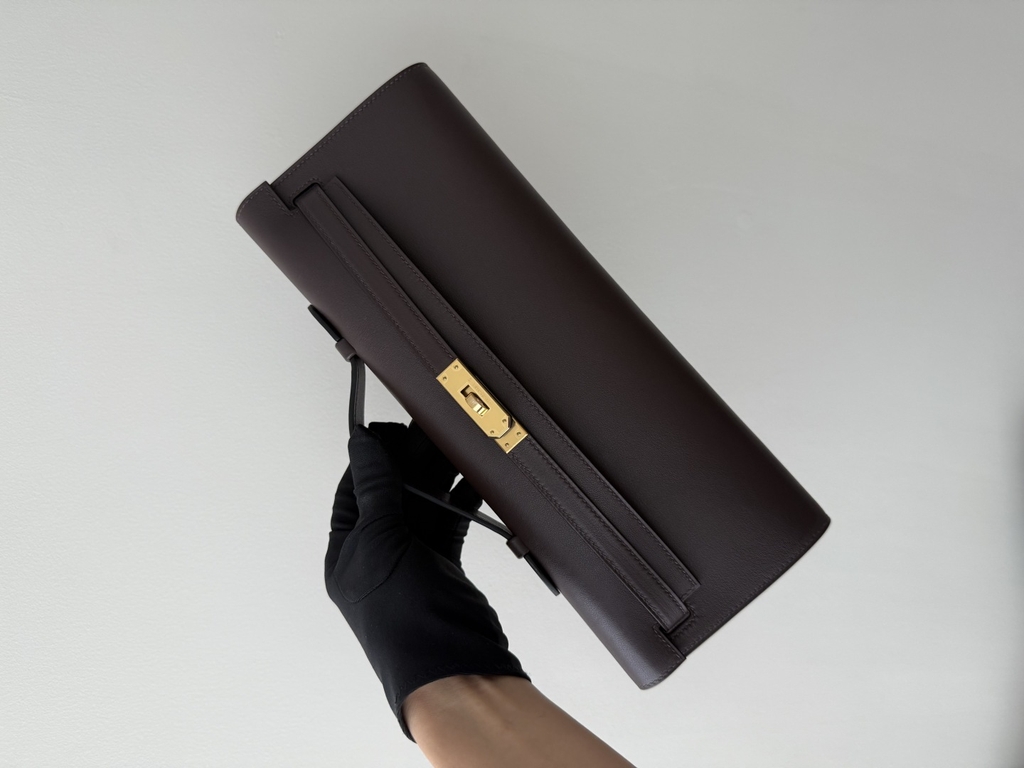 Kelly 31cm Handbag Original Leather Swift Chocolate CK47 Gold Hardware