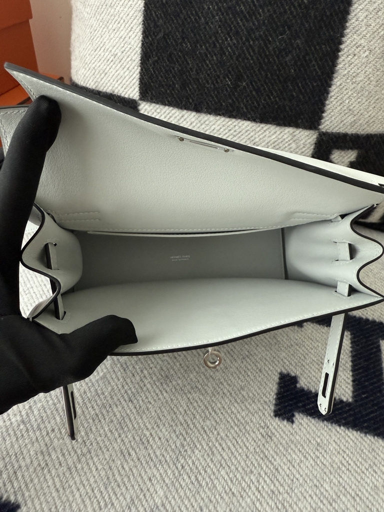 Kelly Danse 22cm Original Leather Swift Dancing Bag in Gris Platine