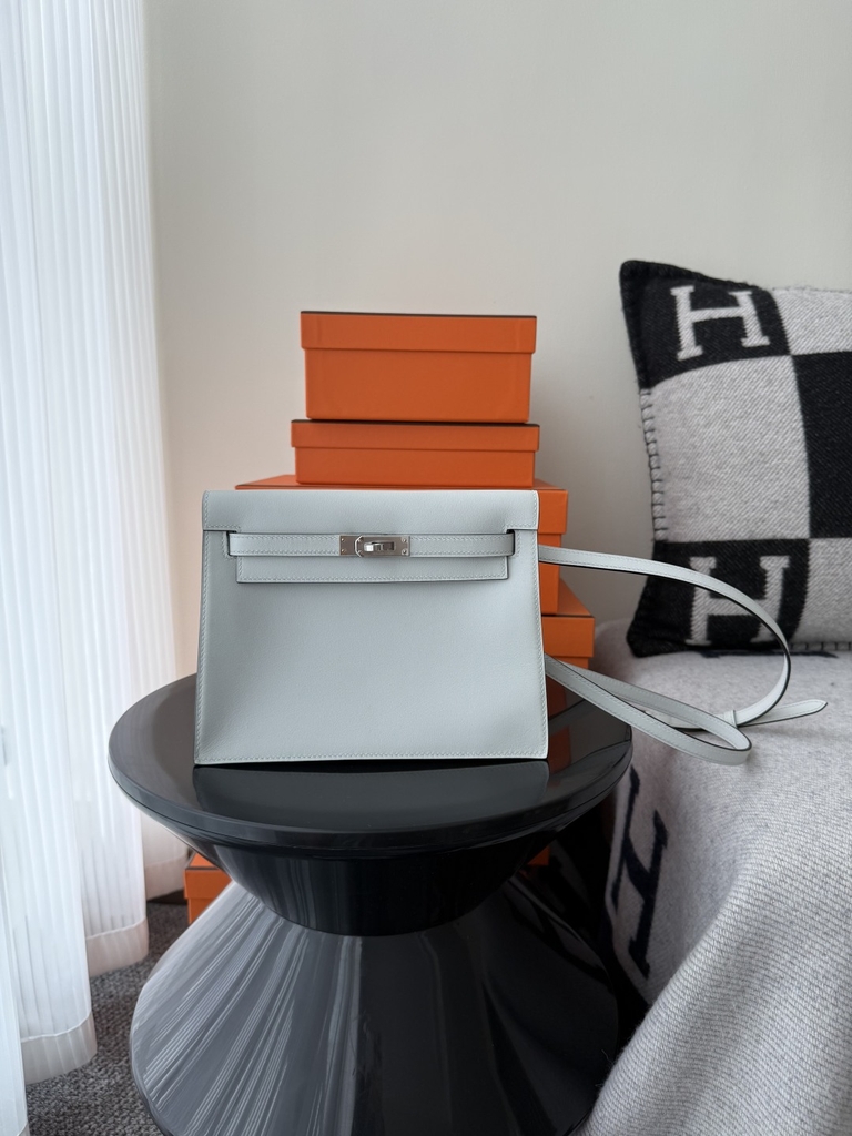 Kelly Danse 22cm Original Leather Swift Dancing Bag in Gris Platine