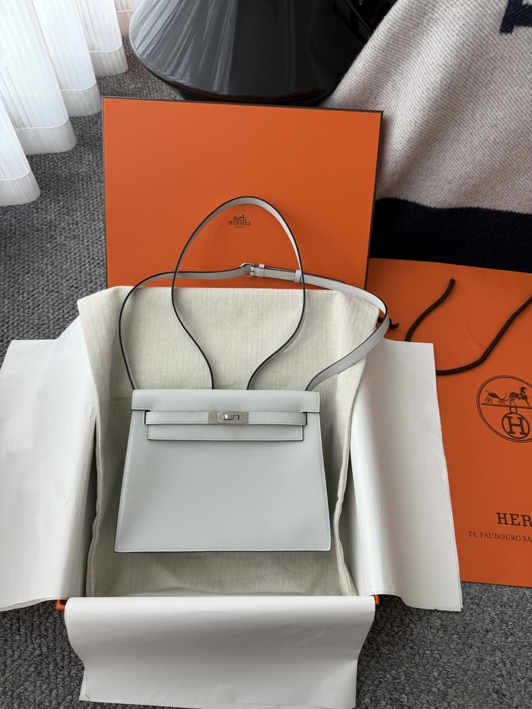 Kelly Danse 22cm Original Leather Swift Dancing Bag in Gris Platine