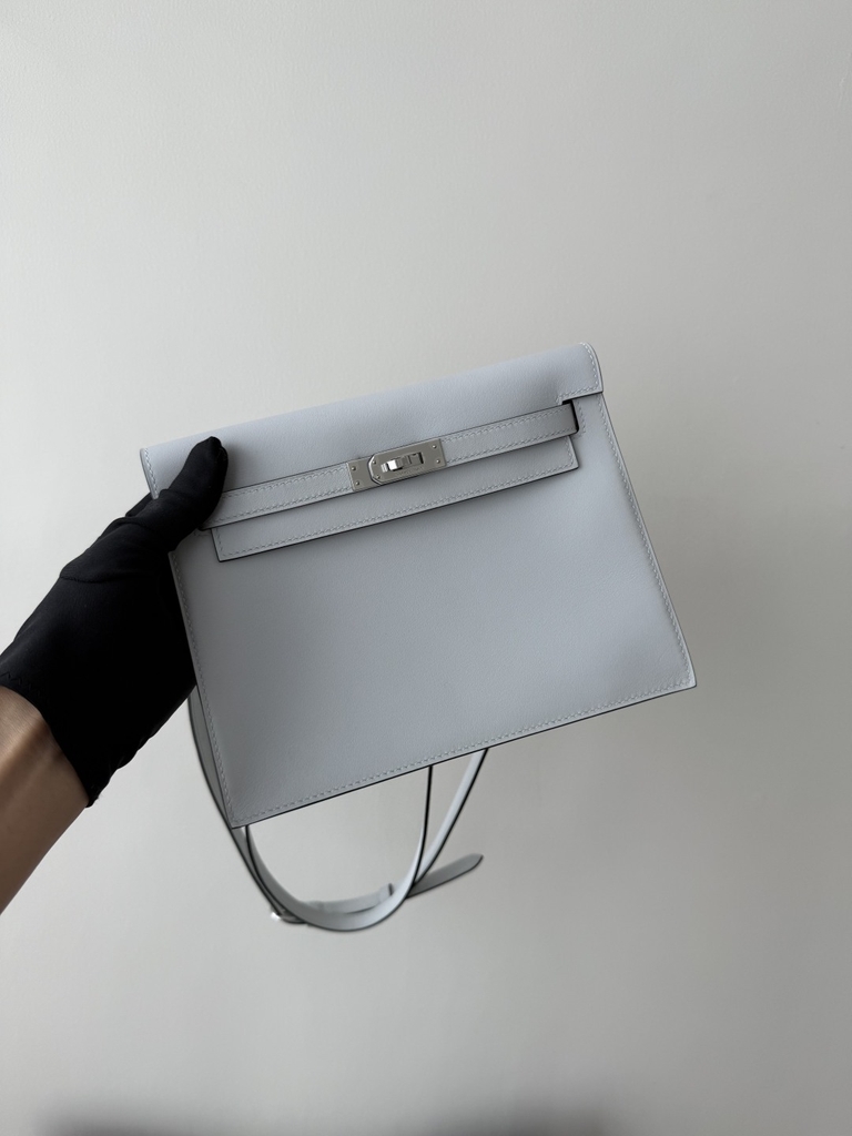 Kelly Danse 22cm Original Leather Swift Dancing Bag in Gris Platine