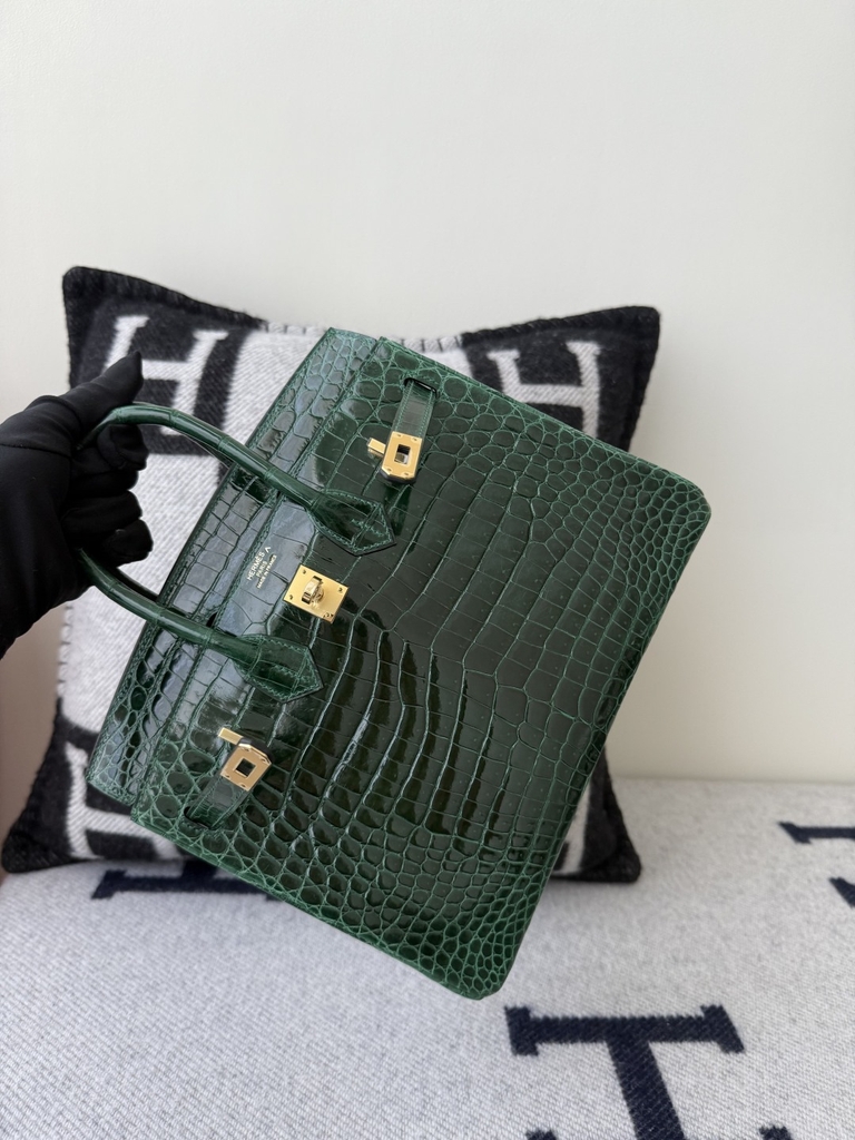 Birkin 25cm Shiny Porosus Crocodile Handbag