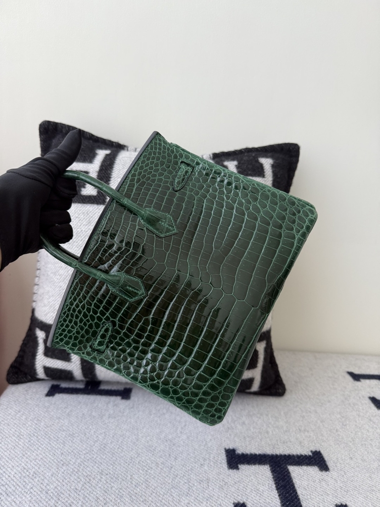 Birkin 25cm Shiny Porosus Crocodile Handbag