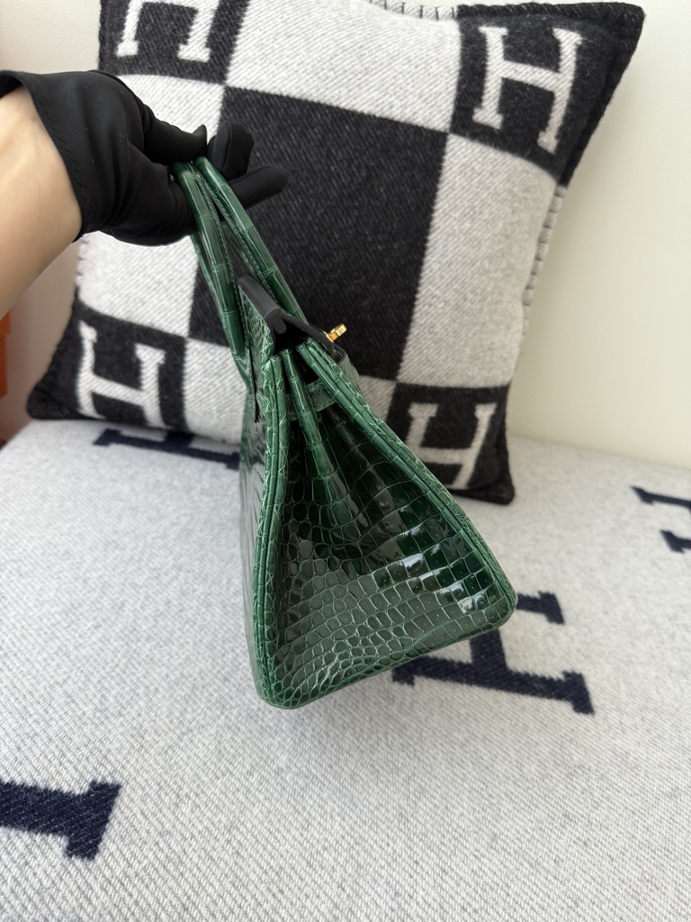 Birkin 25cm Shiny Porosus Crocodile Handbag