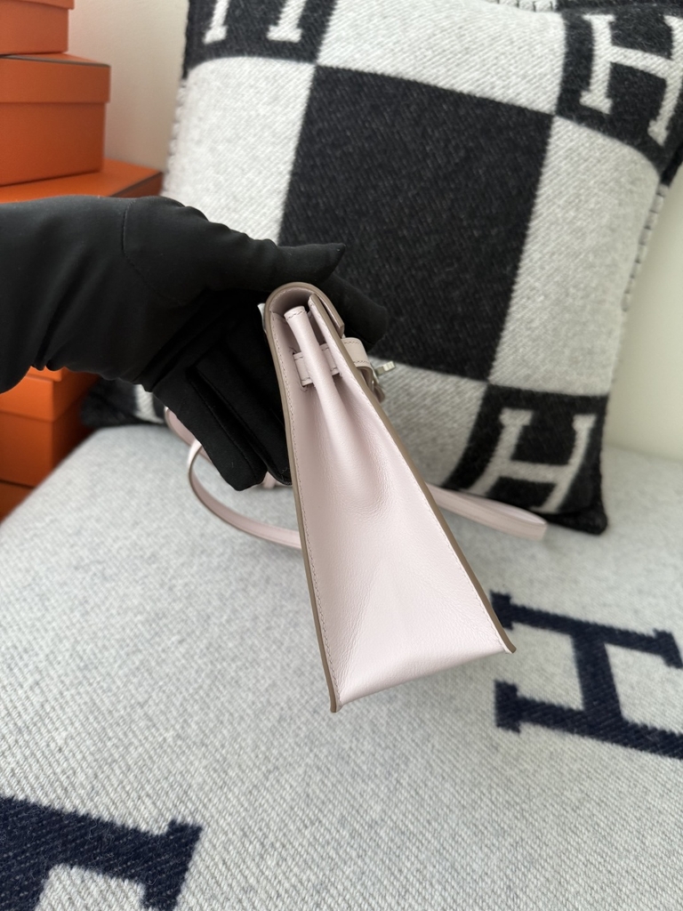 Kelly Danse 22cm Jump Dance Bag Original Leather Swift in Mauve Pale Color