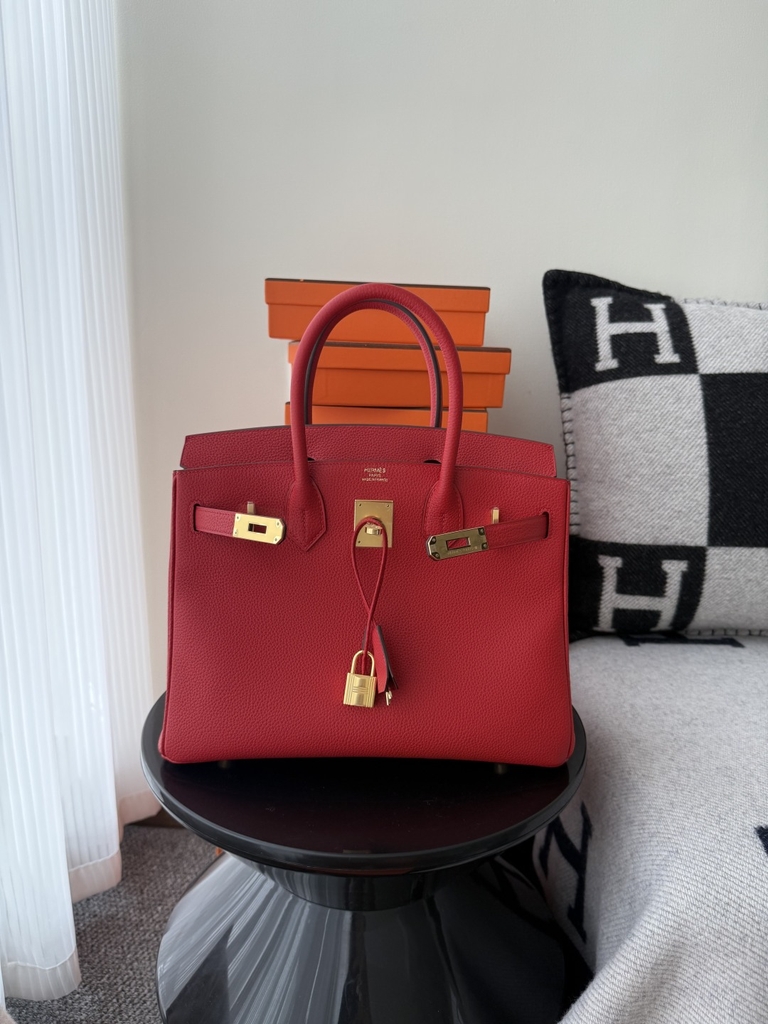 Birkin 30cm Platinum Togo Leather Bag with Gold Hardware