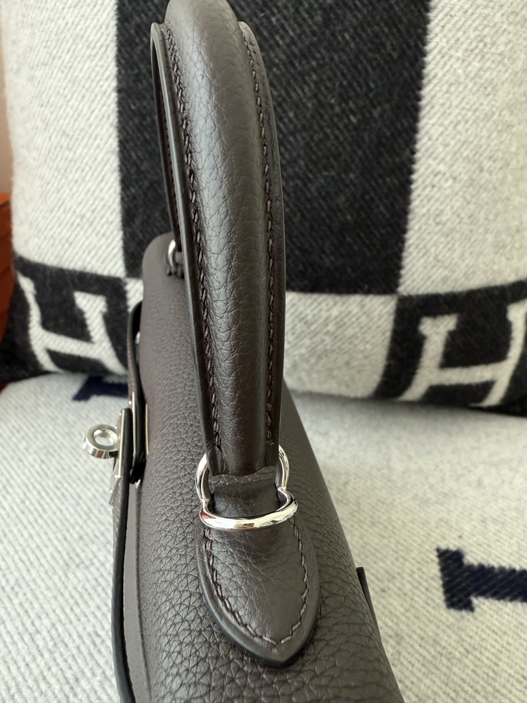 Kelly 25cm Togo Original Leather Bag CC46 Ebene Silver Hardware