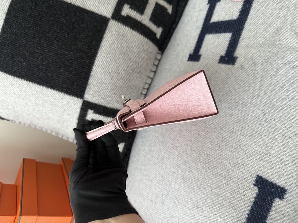 Kelly Mini II Chevre Leather Bag with Silver Hardware