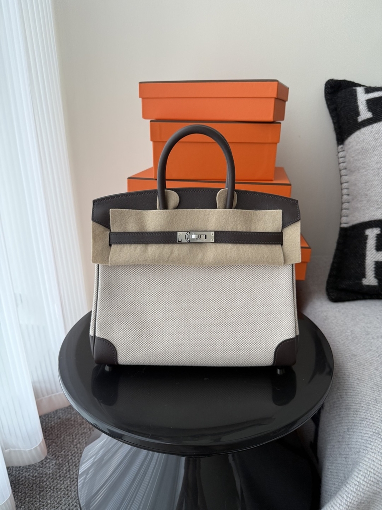 Birkin 25cm Original Leather Moka Color Silver Hardware