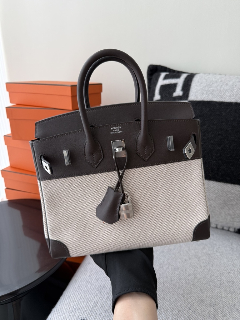 Birkin 25cm Original Leather Moka Color Silver Hardware