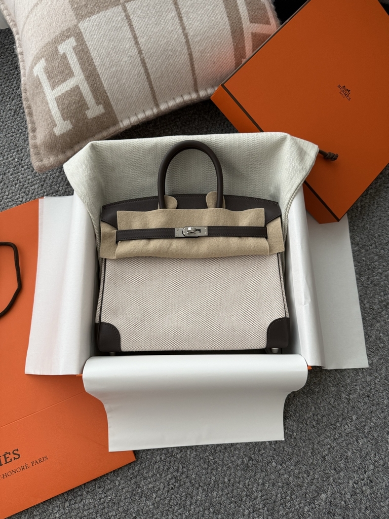 Birkin 25cm Original Leather Moka Color Silver Hardware