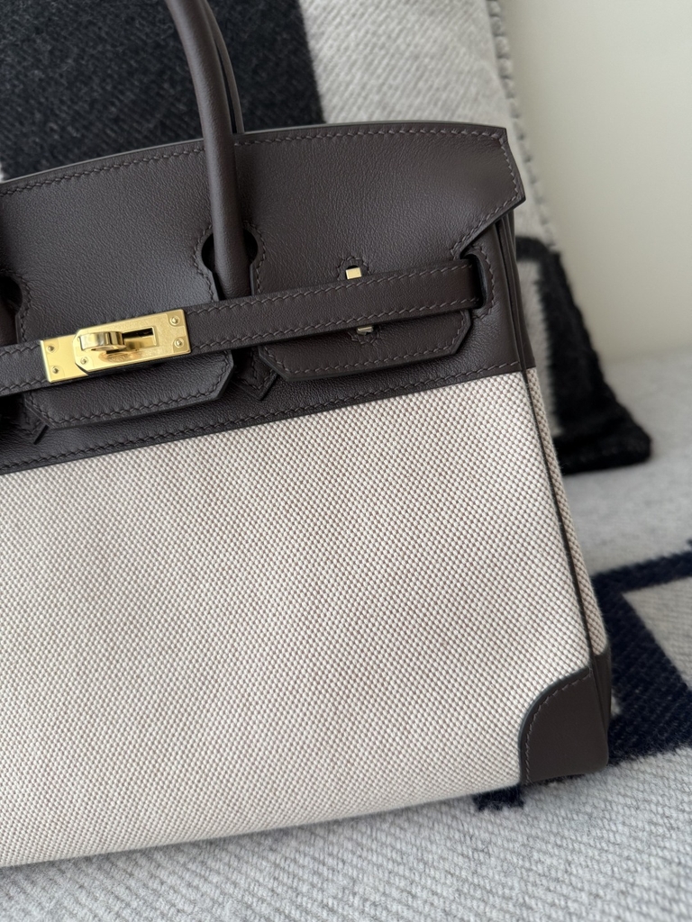 Birkin 25cm Original Leather Swift Moka Color Gold Hardware