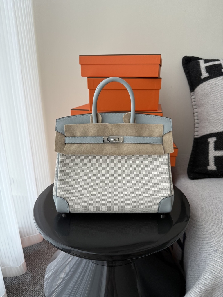 Birkin 25cm Original Leather Blue Glaciers Bag