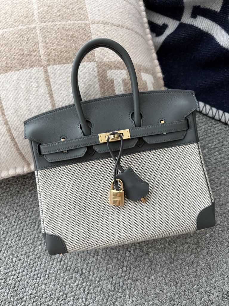 Birkin 25cm Original Leather Handbag - Gris Misty Color
