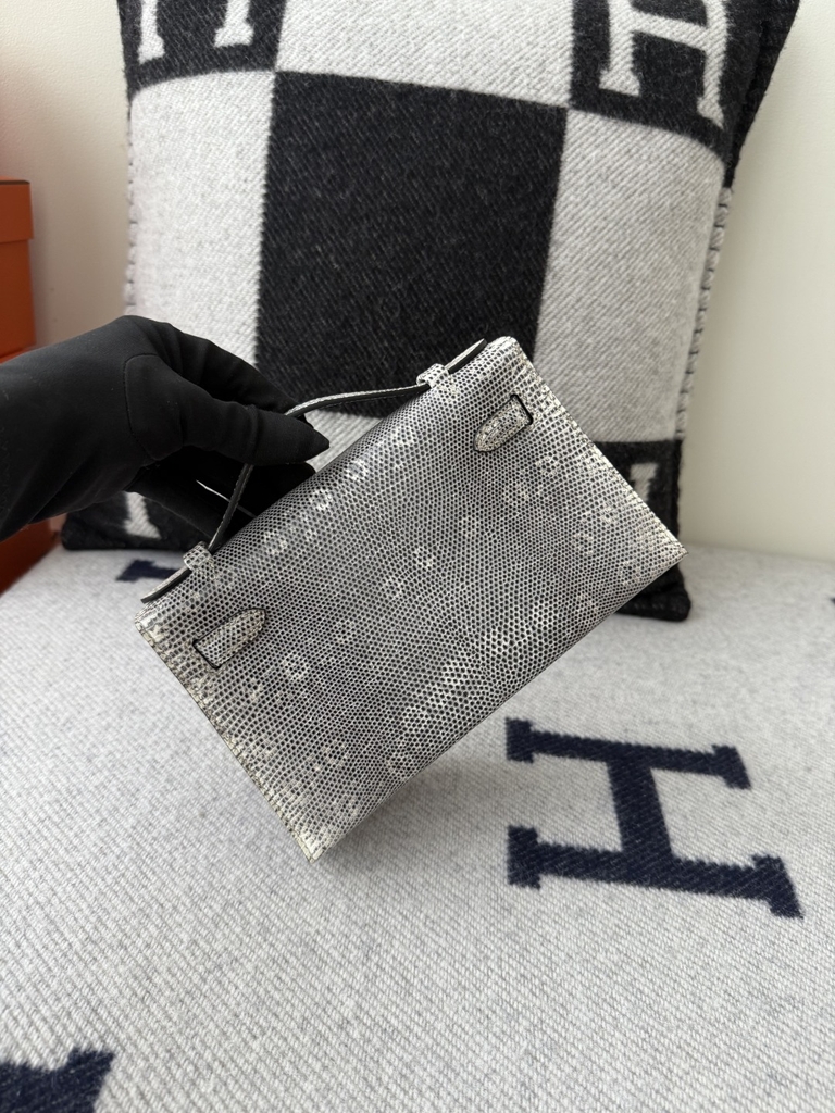 Kelly Pochette 22cm Lizard Leather Original – Silver Hardware