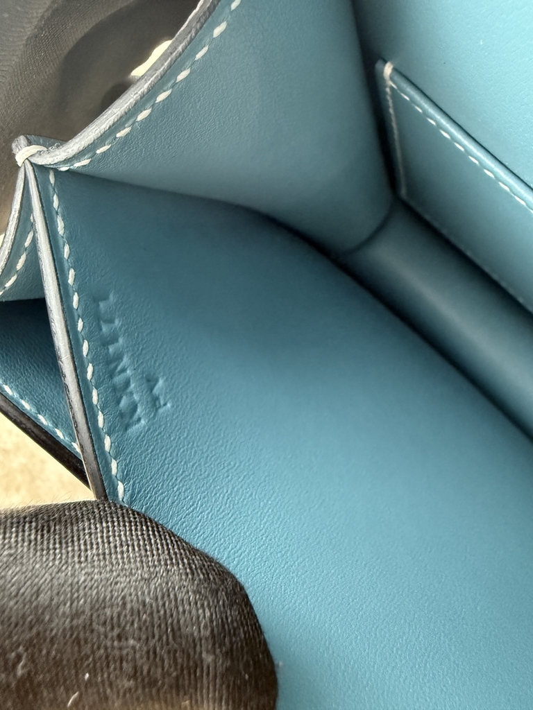 Constance Original Leather 18cm Mirror D2 Blue Jean with Silver Hardware