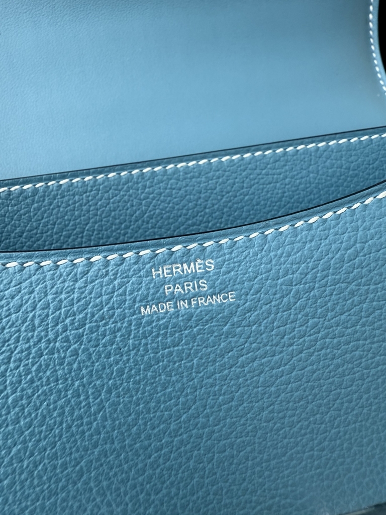 Constance Original Leather 18cm Mirror D2 Blue Jean with Silver Hardware