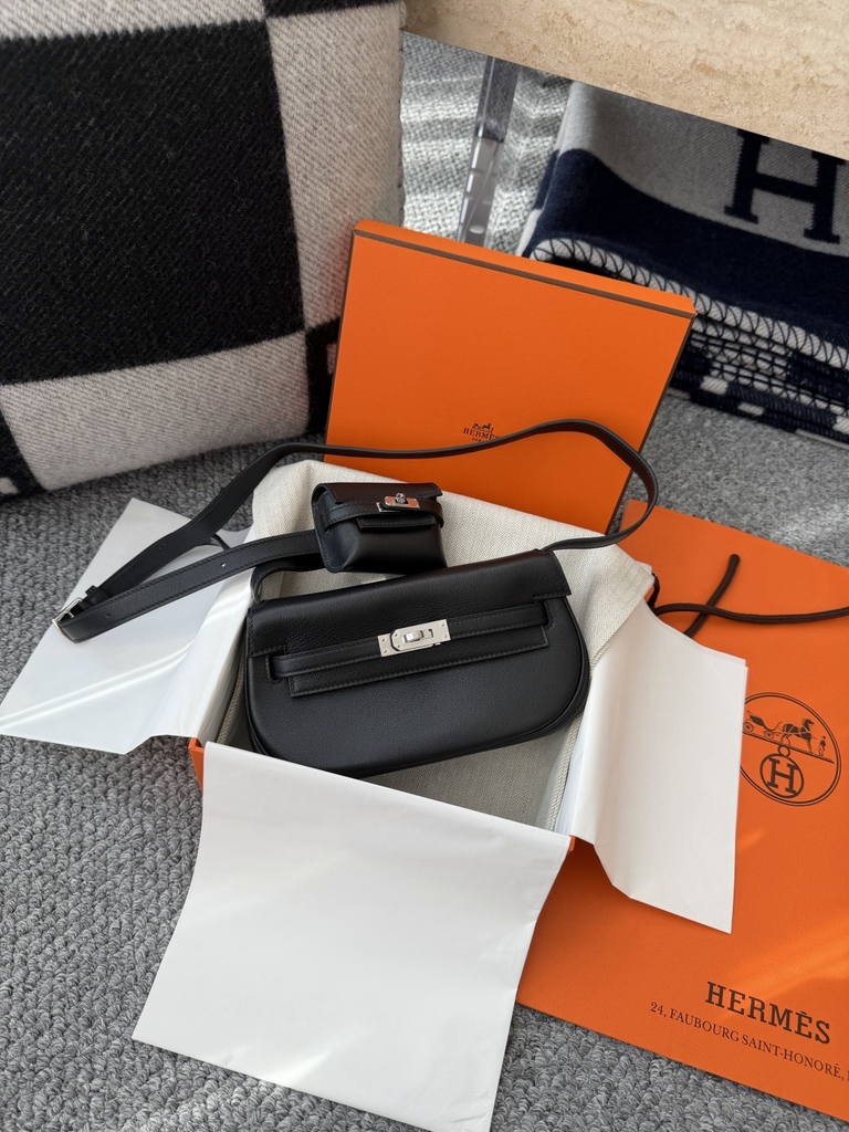 Kelly Moove Original Leather Swift Leather Bag Noir