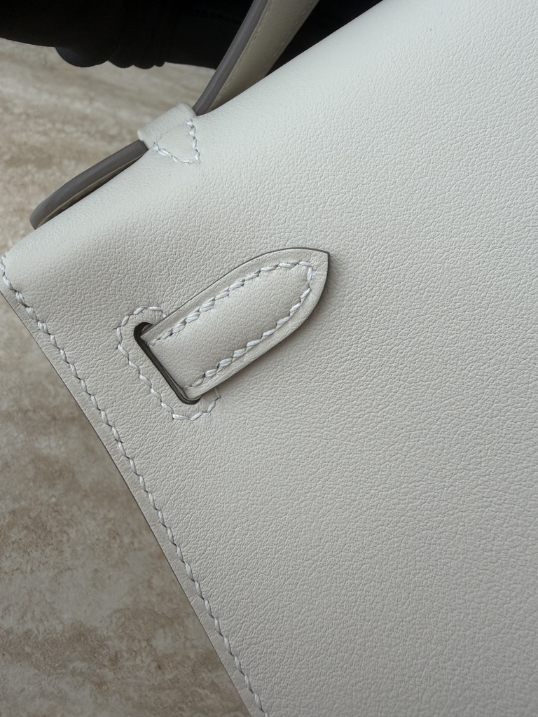 Kelly Pochette 22cm Swift Leather CK10 Craie Color