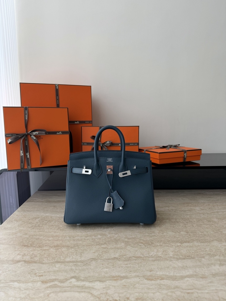 Birkin 25cm Prussian Blue Togo Leather Handbag