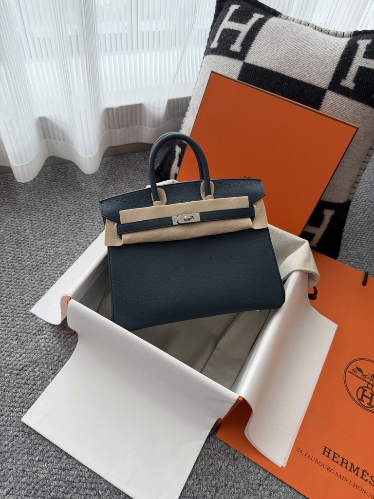 Birkin 25cm Prussian Blue Togo Leather Handbag