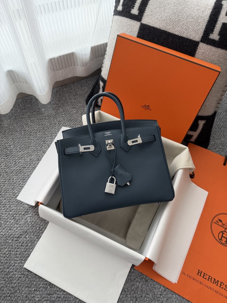 Birkin 25cm Prussian Blue Togo Leather Handbag