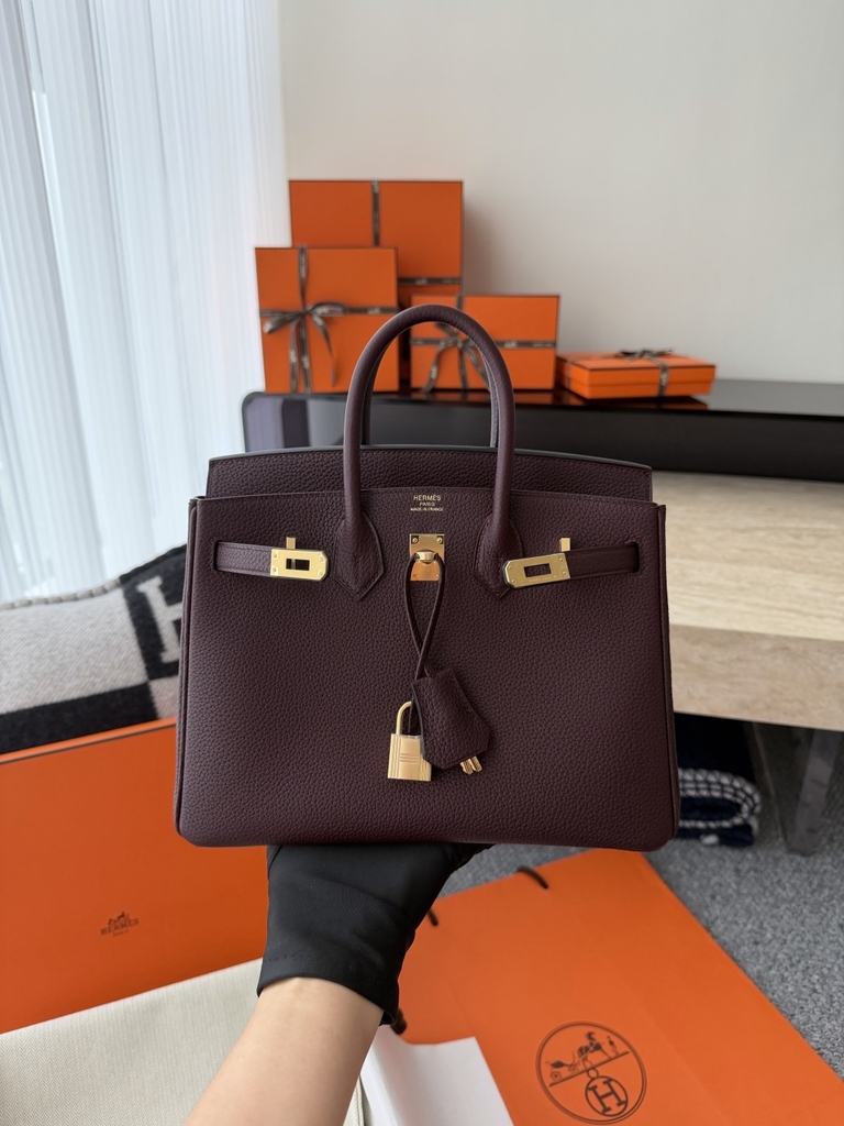 Birkin 25cm Togo Leather 0G Rouge Sellier Gold Hardware