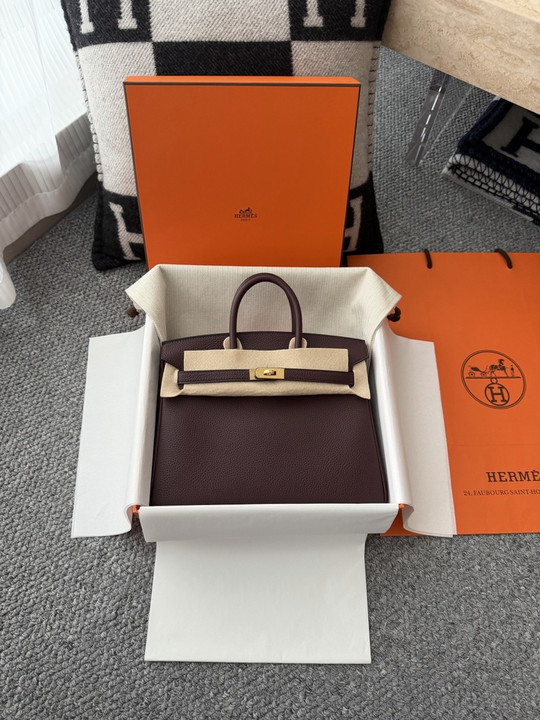 Birkin 25cm Togo Leather 0G Rouge Sellier Gold Hardware