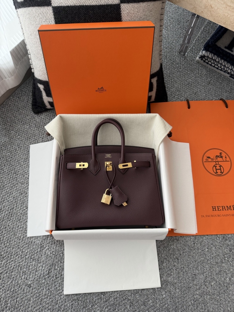 Birkin 25cm Togo Leather 0G Rouge Sellier Gold Hardware