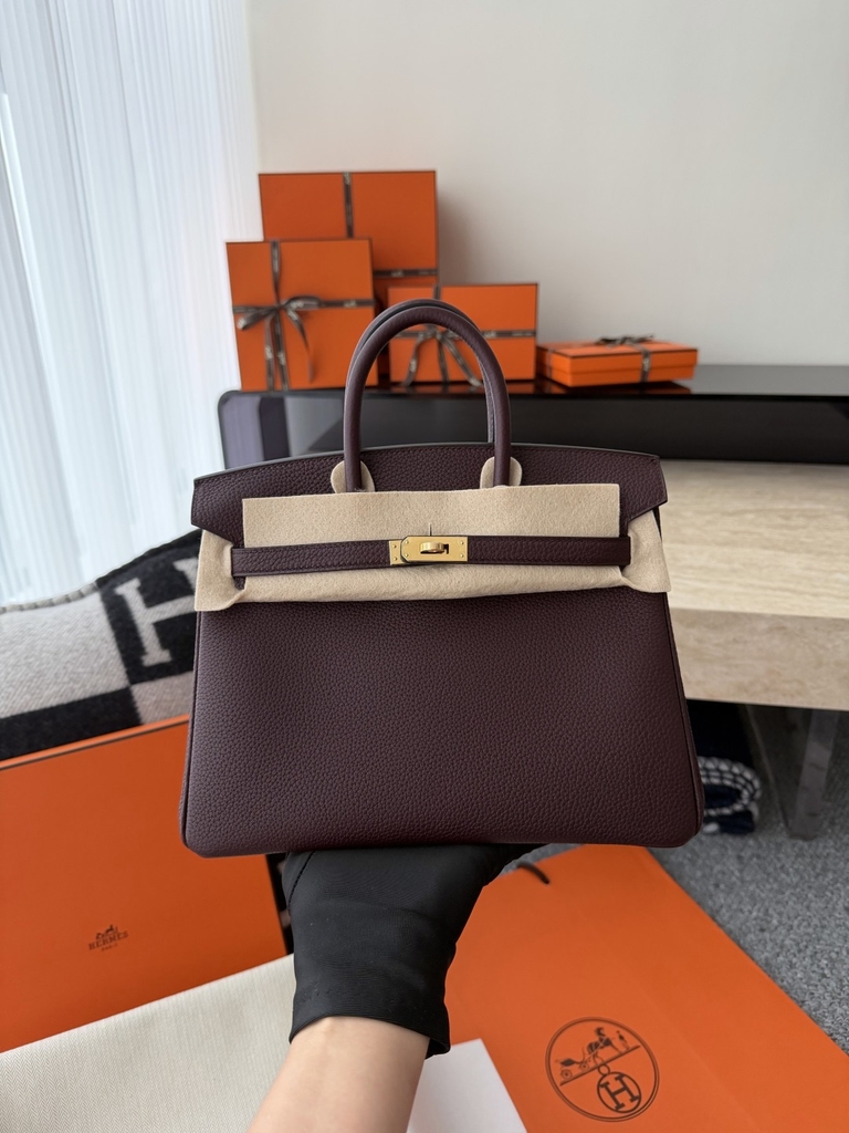 Birkin 25cm Togo Leather 0G Rouge Sellier Gold Hardware