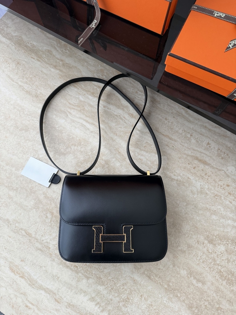 Constance 18cm Luxury Touch Mirror in Cowhide and Lizard Leather