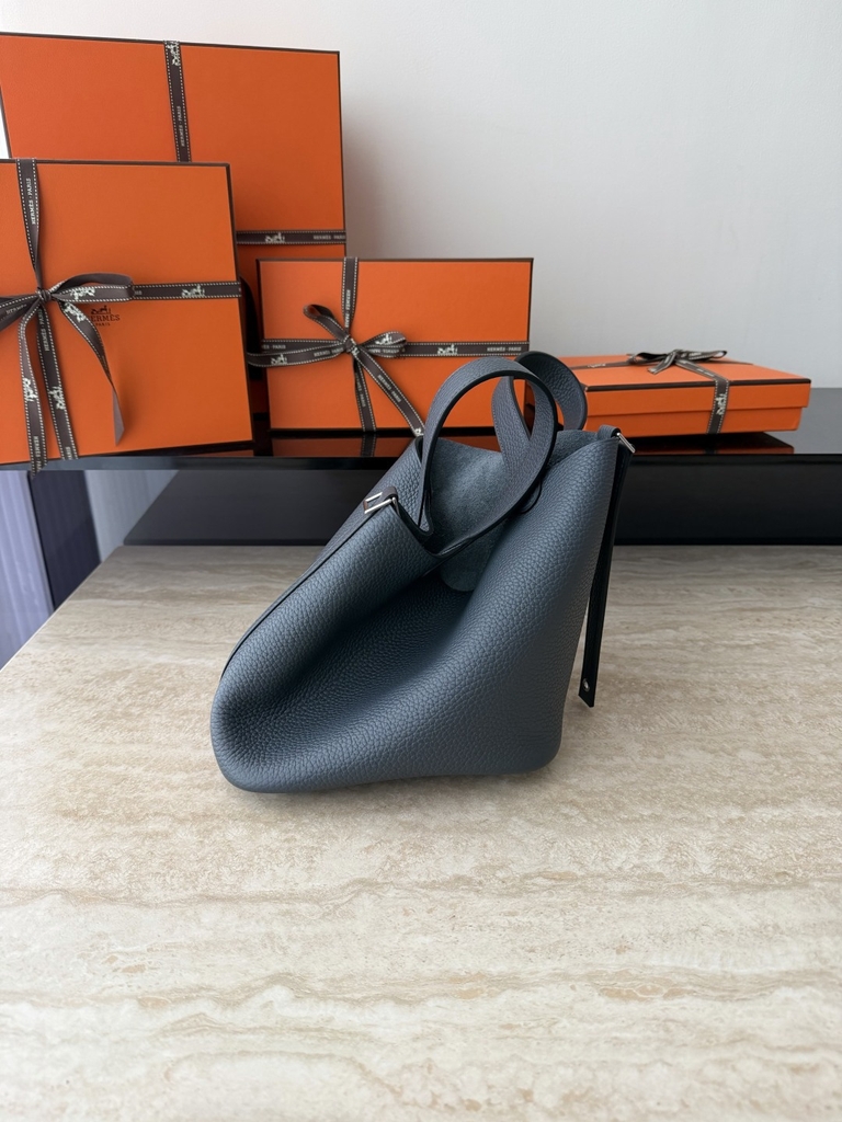 Picotin Lock 18cm Original Clemence Leather Gris Misty Silver Hardware