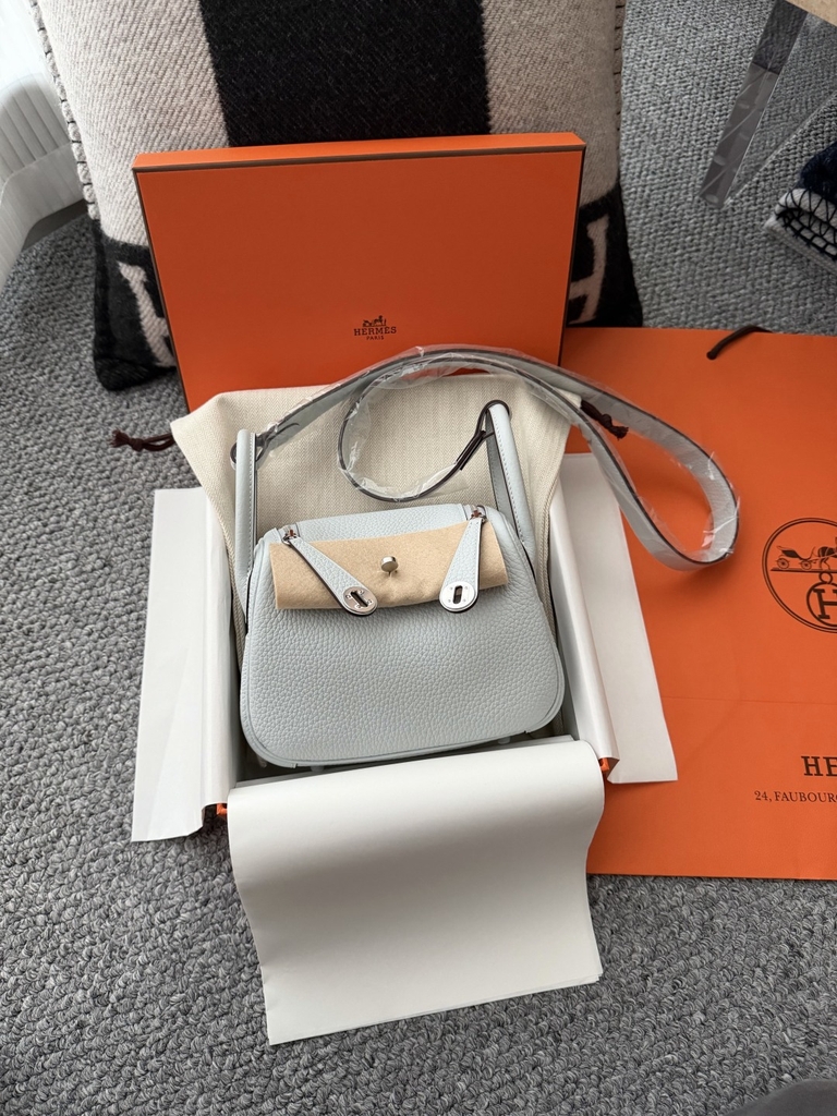 Lindy Mini Blue Brume Classic Leather Handbag