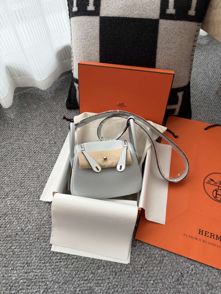 Lindy Mini Blue Brume Classic Leather Handbag